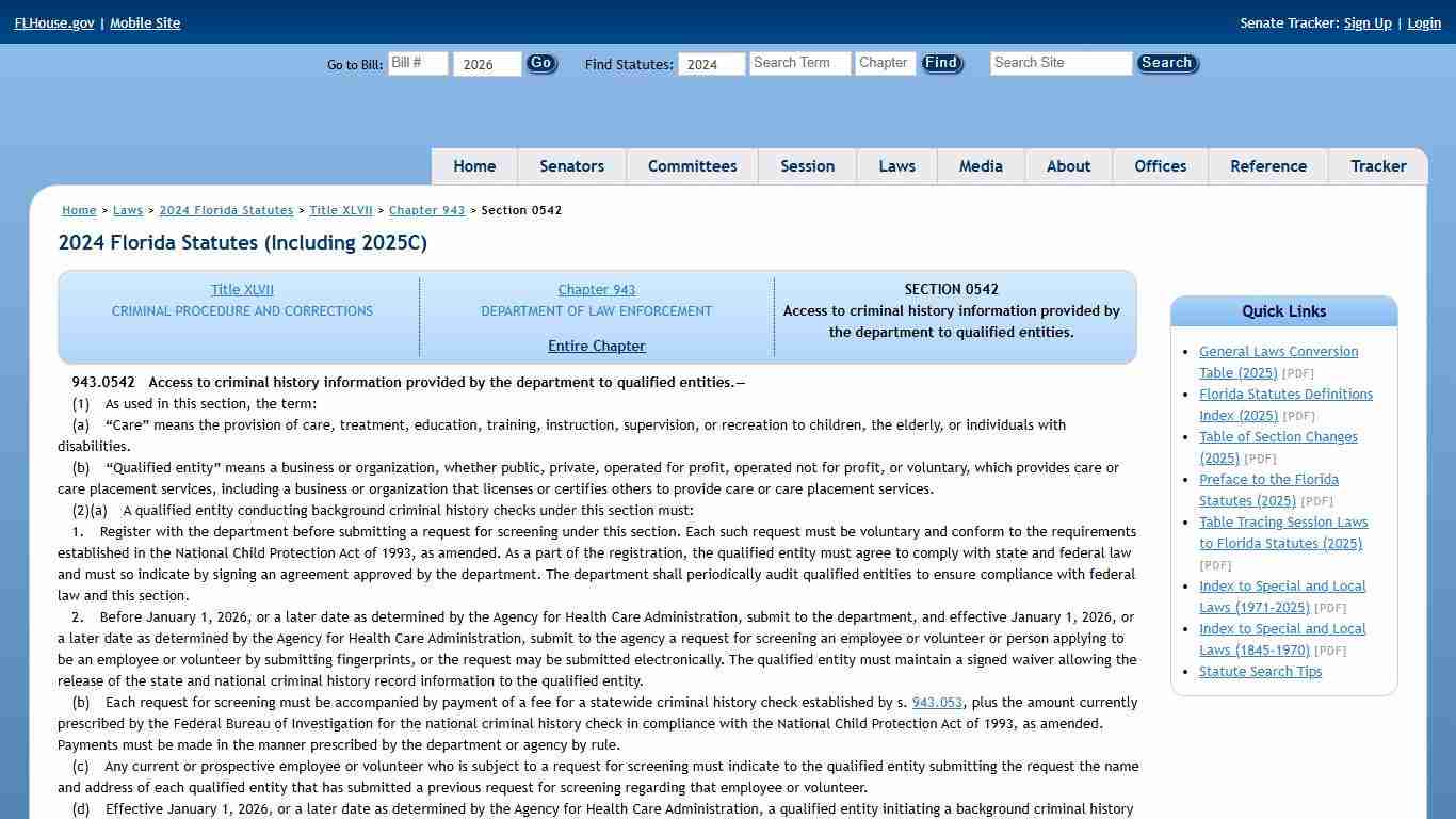Chapter 943 Section 0542 - 2024 Florida Statutes - The Florida Senate
