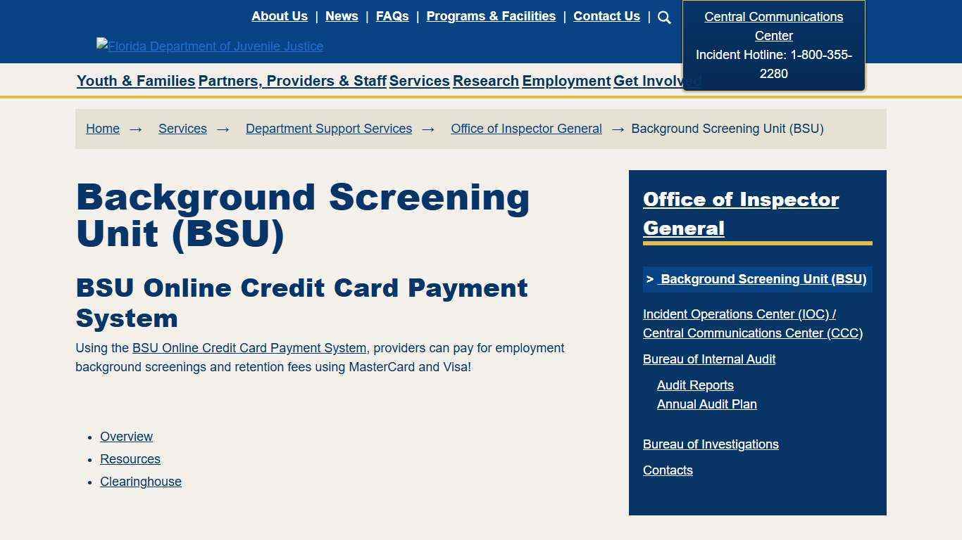 Background Screening Unit (BSU) | Florida Department of Juvenile Justice